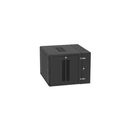 Gabinete PanZone de Montaje en Pared, de 19in, Puerta con Ventana de Seguridad, 9 UR, 635mm de Profundidad, Color Negro