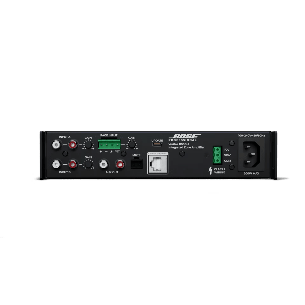 Amplificador Veritas | 1x100W | 70V-100V | Bluetooth 5.0 | DSP | Entradas Balanceadas y RCA | Alta Impedancia