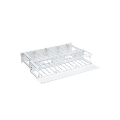 Organizador de Cables Horizontal NetManager de Alta Densidad, Doble (Frontal y Posterior), Para Rack de 19in, 2UR, Color Blanco