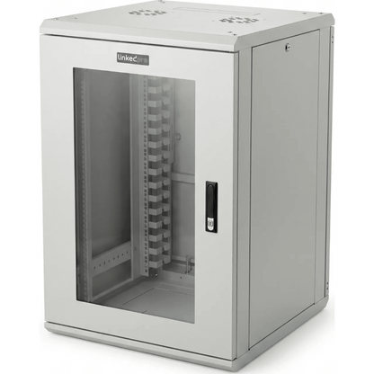Gabinete Rackeable / 18 Unidades / 19 Pulgadas / Puerta de Cristal / Capacidad de Carga 750 Kg / Dimensiones 600x605x930 mm (23.6x23.8x36.6 in)