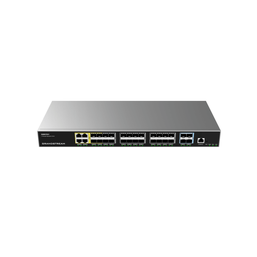 Switch de Agregación Capa 3 / 4 Puertos Gigabit Ethernet / 24 Puertos Gigabit SFP / 4 Puertos 10Gigabit SFP+ / QoS Integrada / Soporte IPv6 e IPv4 / Seguridad Avanzada / Stacking /