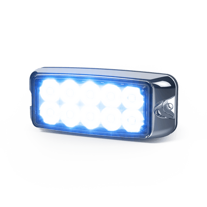 Luz de Advertencia de 5X2" 10 LED, Rojo/Azul, Bisel Cromado, Lente Transparente