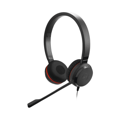 Jabra Evolve 30 II Duo MS con conexión USB C/A y 3.5mm, micrófono con cancelación de ruido y controlador en el cable con botones e indicadores LED (5399-823-369))