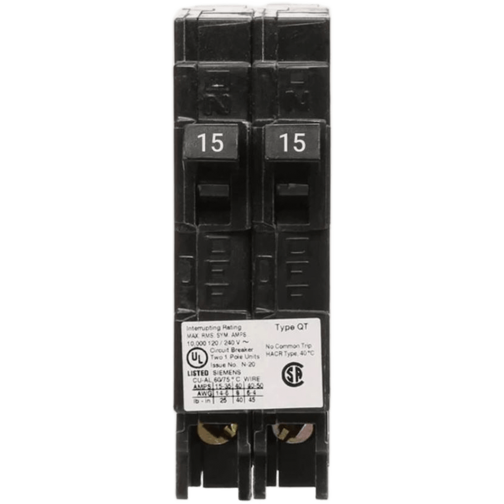 Interruptor automático DUPLEX enchufable tipo QT 2 polos, 20-20 amp