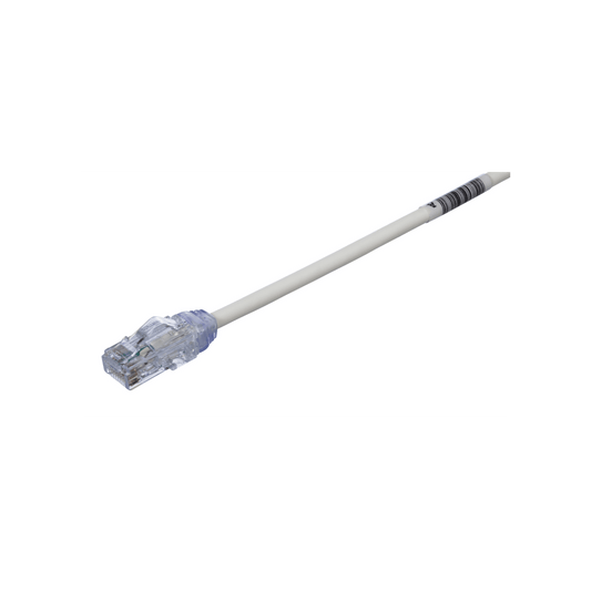 Cable de Parcheo UTP Cat6A, CM/LSZH, Diámetro Reducido (28AWG), Color Blanco, 0.5 Metros (1.64 Pies).
