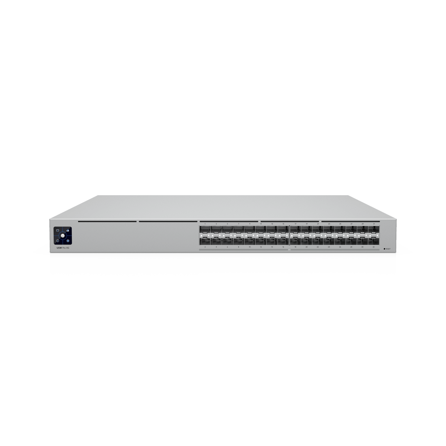 Switch Pro XG Aggregation de 25G con 32 puertos SFP28, Capacidad de Switching de 1.6 Tbps, Funciones Layer 3, Respaldo de Energía USP RPS y Etherlighting™.