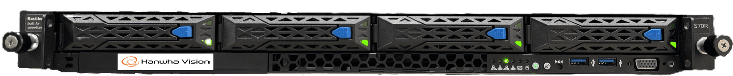 NVR Wisenet WAVE basada en Ubuntu Linux / Montable en Rack 1U / Incluye 1 licencia WAVE-PRO-04 / 470 Mbps throughput / Incluye 80 TB para almacenamiento