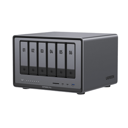 NAS UGREEN NASync DXP6800 Pro / Intel Core i5-1235U 10 Núcleos / 6 Bahías SATA + 2 M.2 NVMe / 2 Puertos Thunderbolt 4 / 2 Puertos 10GbE / 8K HDMI / PCIe 4.0 x4 / DDR5 Hasta 64GB / Compatibilidad Multiplataforma