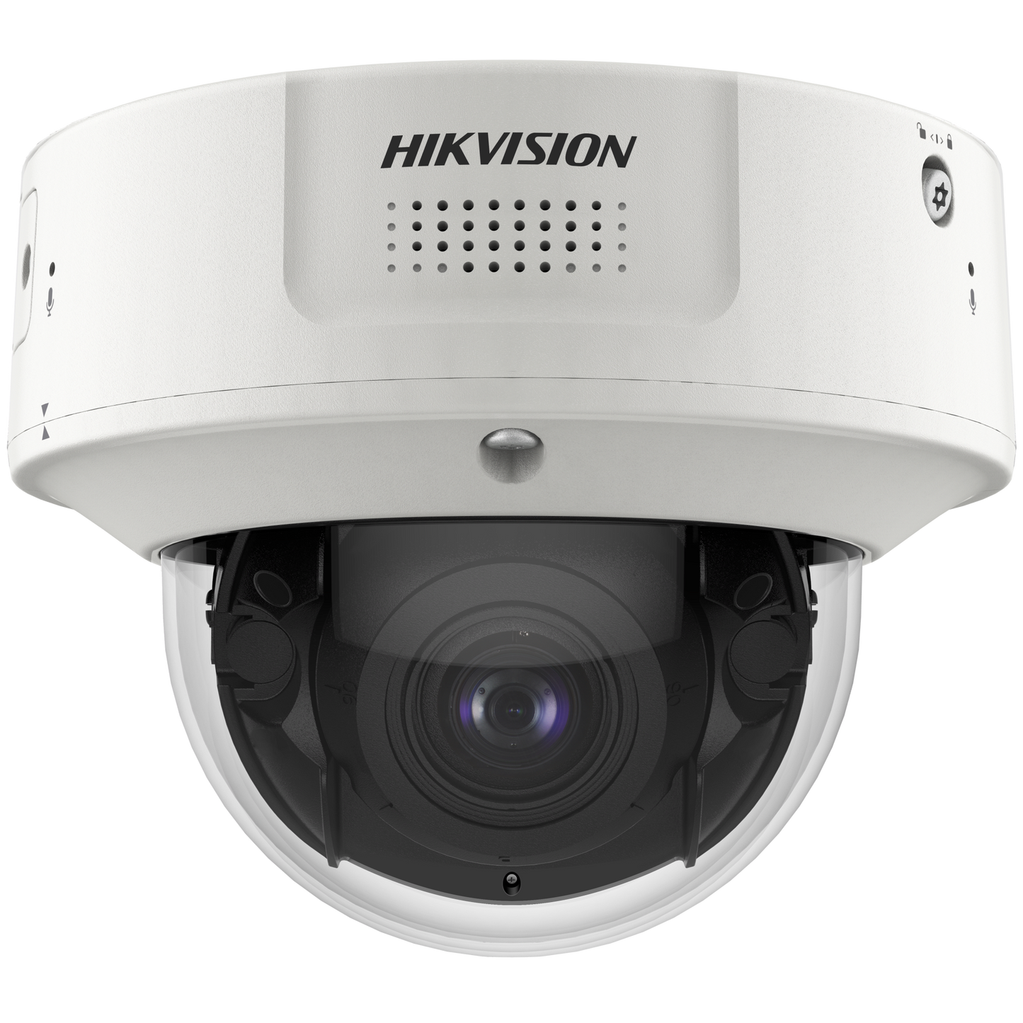 Domo IP 8 Megapixel / Lente Mot. 2.8 a 12 mm /  DARKFIGHTER / WDR 120 dB / IK10 / 30 mts IR / Conteo Facial / Detección Facial / Interior / PoE / Búsqueda por Atributos / Micrófono Integrado / Micro SD