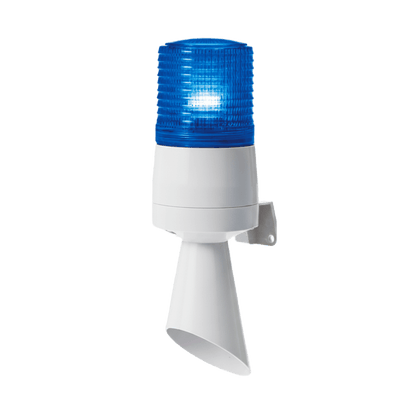 Luz LED con patrones de destello fijo y destellante con buzzer incorporado de alto volumen Máx. 95 dB color Azul 24 VCD