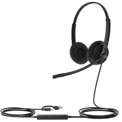 Diadema Alambrica Yealink UH34 Lite Dual USB-C/A con Almohadillas de Esponja y Compatibilidad UC Multiplataforma