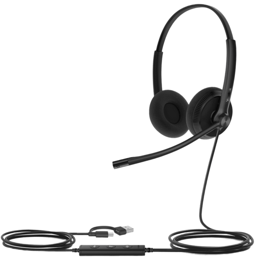 Diadema Alambrica Yealink UH34 Lite Dual USB-C/A con Almohadillas de Esponja y Compatibilidad UC Multiplataforma