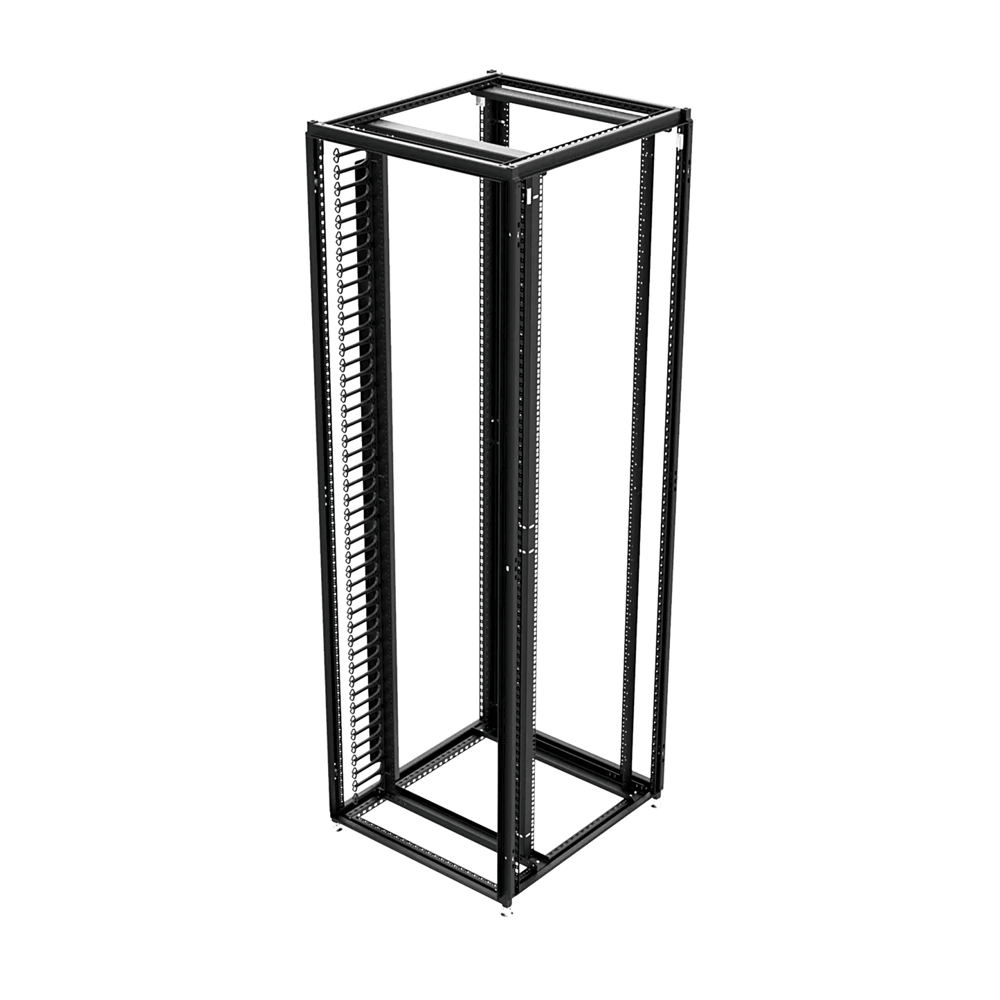 Organizador Vertical de Cables Rack 48 UR / Acero Negro / Sección 95x208 mm / Capacidad 726 Cables / Fijación Flecha 1.75 pulg