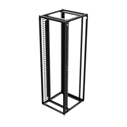 Organizador Vertical de Cables Rack 48 UR / Acero Negro / Sección 95x208 mm / Capacidad 726 Cables / Fijación Flecha 1.75 pulg