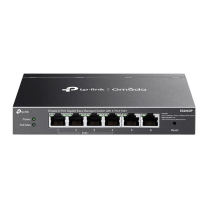 Switch Omada 6 Puertos Gigabit / 4 Puertos PoE+ 65W / Gestión Cloud SDN / Sin Ventiladores / QoS / VLAN / IGMP Snooping / 250 m PoE