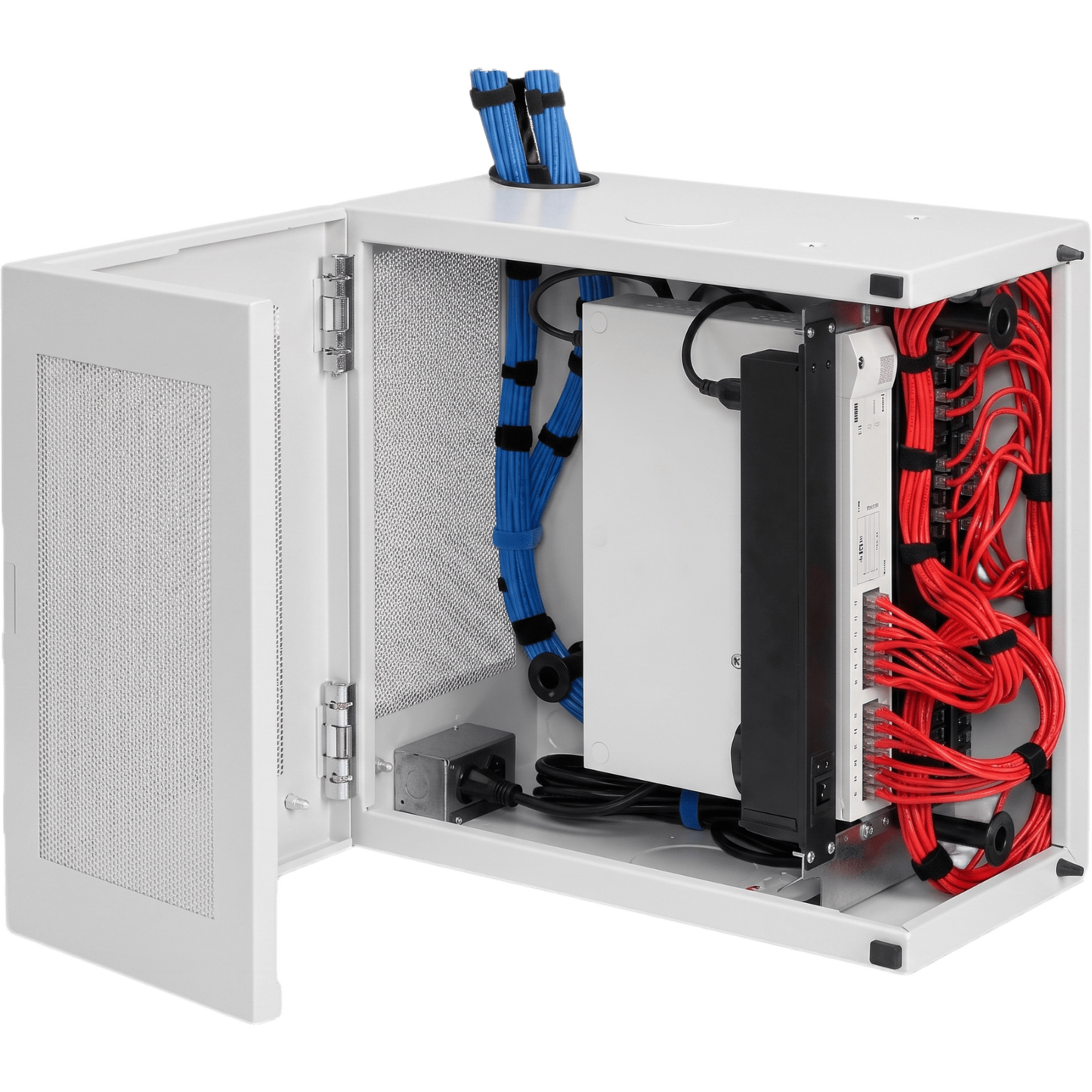 Gabinete de Pared L-Box 6U / Acero 1.9 mm / 914 x 610 x 313 mm (36x24x12 in) / Puerta L 120° / RAL 7035 / Rack 19"