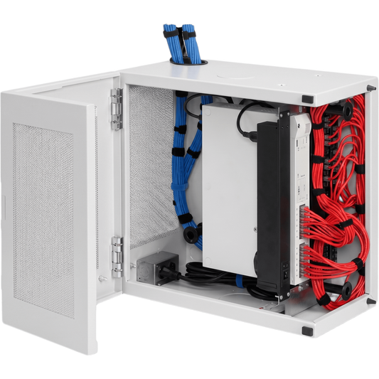 Gabinete de Pared L-Box 6U / Acero 1.9 mm / 914 x 610 x 313 mm (36x24x12 in) / Puerta L 120° / RAL 7035 / Rack 19"