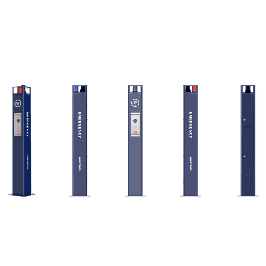 Estación de Pánico / Cámara IP 4MP / Audio Bidireccional 5 m / Micrófono Omnidireccional / Altavoz 30 W / Resistente a Vandalismo / IP66 / Montaje en Piso