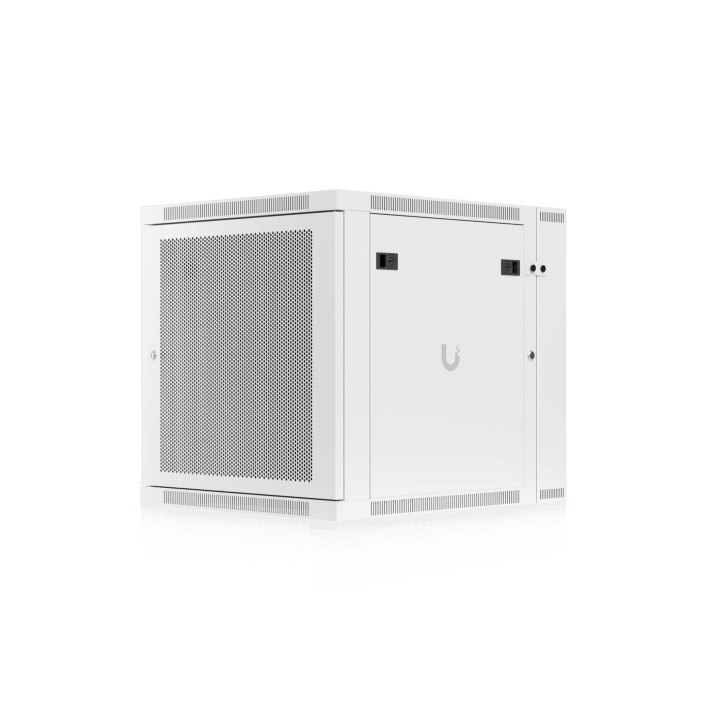 UACC Rack Cabinet 12U (600 x 703 mm) - Gabinete Cerrado para Montaje en Pared con Puerta Frontal Perforada, Puerta Trasera Abatible (Swing-Out) y Paneles Laterales Removibles con Llave