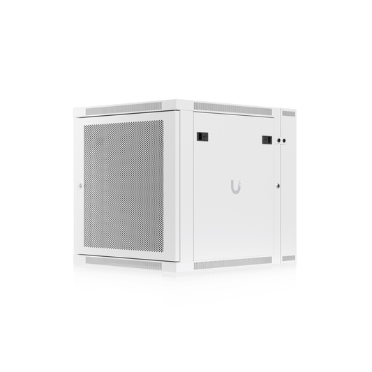 UACC Rack Cabinet 12U (600 x 703 mm) - Gabinete Cerrado para Montaje en Pared con Puerta Frontal Perforada, Puerta Trasera Abatible (Swing-Out) y Paneles Laterales Removibles con Llave