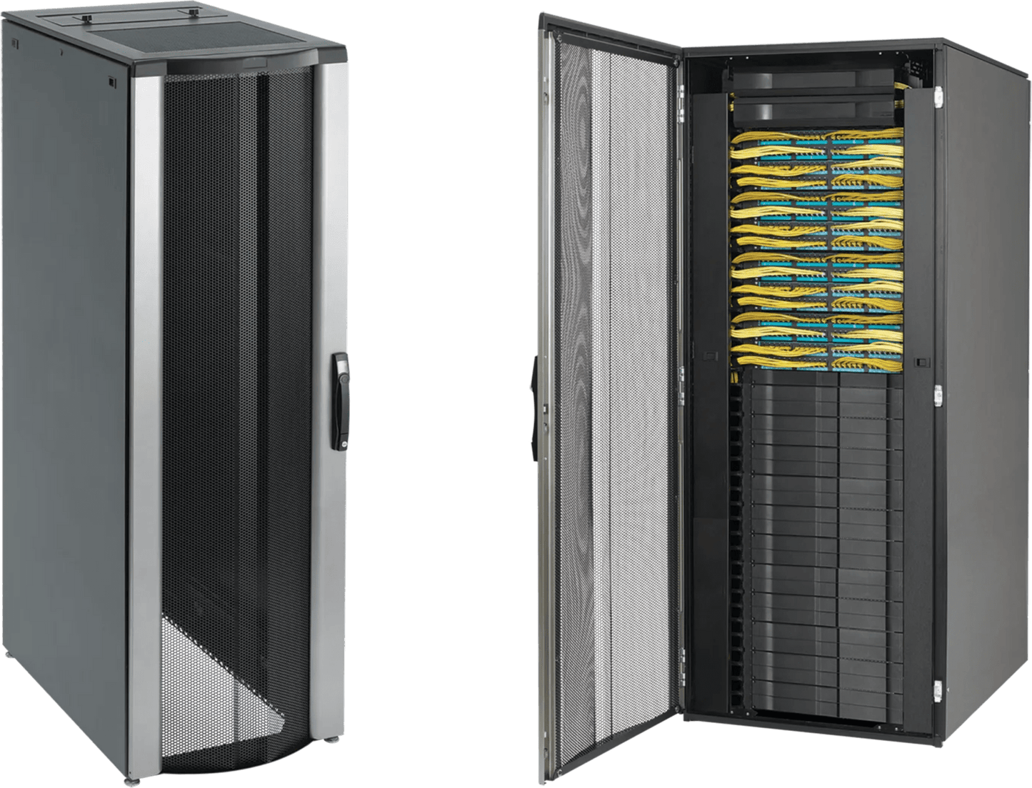 Gabinete Rack ProLine ConnecTek 42 UR 2000 x 800 x 1200 mm con Capacidad 1134 kg  Acero, Color Negro Con Organizadores Laterales Frontal y Traseros Incluidos