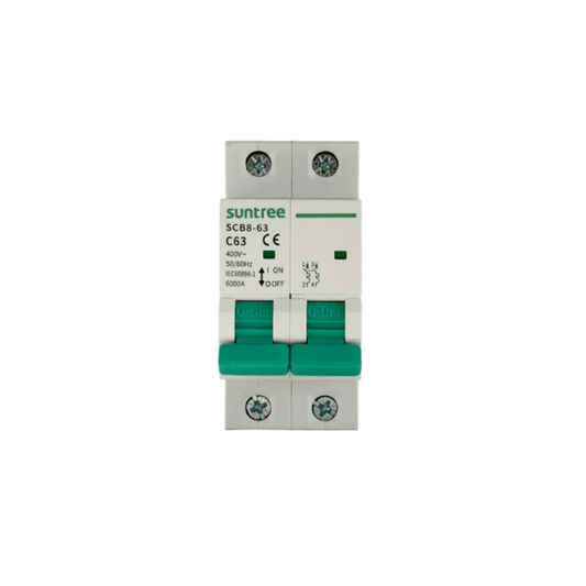 Protección Térmica/ Interruptor 2P, 50 A,  Corriente Alterna 400Vca para Aplicación Fotovoltaica Montaje Riel DIN