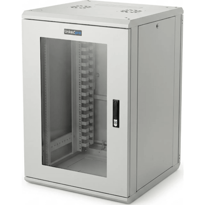 Gabinete Rackeable / 18 Unidades / 19 Pulgadas / Puerta de Cristal / Capacidad de Carga 750 Kg / Dimensiones 600x605x930 mm (23.6x23.8x36.6 in)