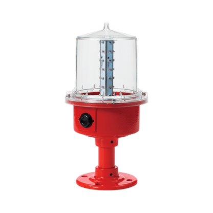 Luz de Obstrucción 110 VCA con Poste, de Aviación LED de Baja Intensidad (Tipo B), Certificación ICAO, Protección IP66 y Alta Durabilidad para Torres y Estructuras