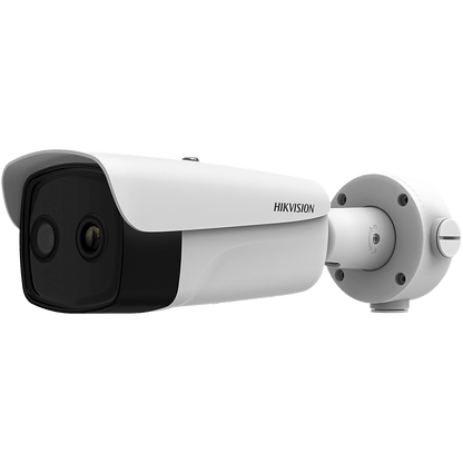 (HIKMICRO) Cámara Bullet IP Dual Térmica 15.4 mm (384×288) / Óptica 8 mm (4 Megapixel) / IA GUANLAN / 75 m IR / IP67 / IK10 / NEMA 4X / PoE / Termométrica -20°C a 150°C / Detección Fuego y Humo / TP