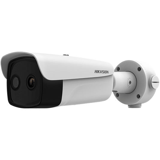 (HIKMICRO) Cámara Bullet IP Dual Térmica 15.4 mm (384×288) / Óptica 8 mm (4 Megapixel) / IA GUANLAN / 75 m IR / IP67 / IK10 / NEMA 4X / PoE / Termométrica -20°C a 150°C / Detección Fuego y Humo / TP