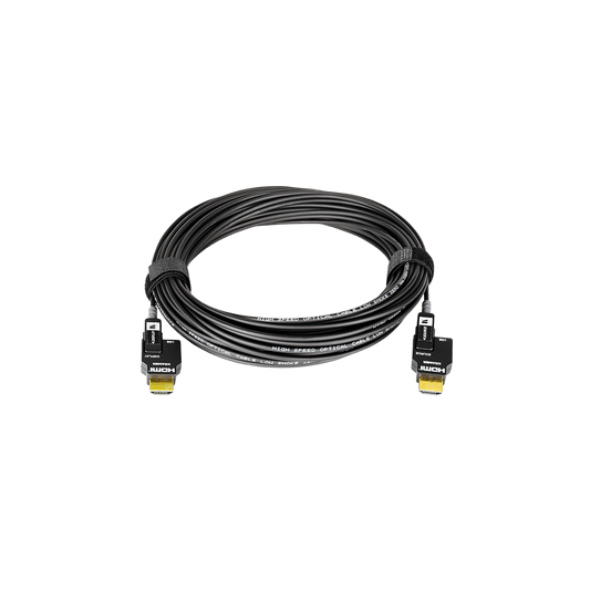 Cable Activo Óptico HDMI 4K 30 mts | 4K@60Hz 4:4:4 | 18 Gbps | Terminales Desmontables Micro-HDMI | Fibra Optica  | Libre de Halógenos LSHF | Bañado en Oro 24K