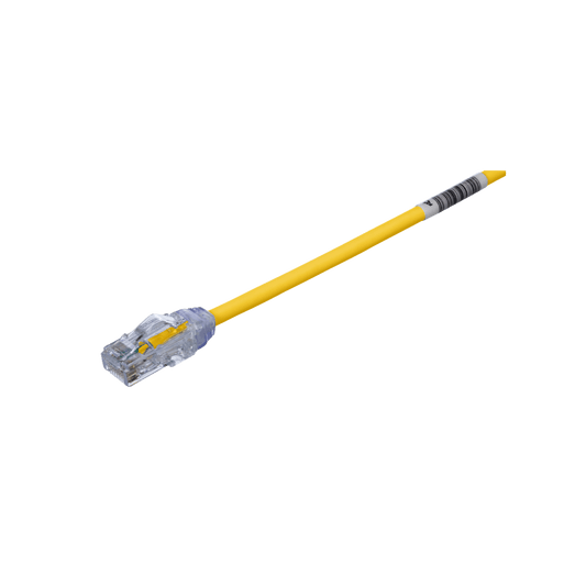 Cable de Parcheo UTP Cat6A, CM/LSZH, Diámetro Reducido (28AWG), Color Amarillo, 0.61 Metros (2 Pies)