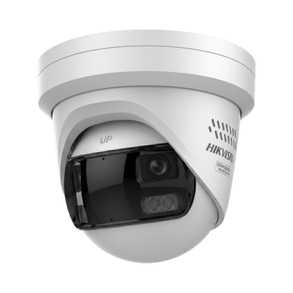 [PROTECCIÓN ACTIVA] Turret IP Panorámica 8 Megapixel / 180° / Imagen a Color 24/7 / PoE / WDR 130° / IP67 / ACUSENSE / Protección Activa (Luz Estroboscópica y Alarma Audible) / MicroSD