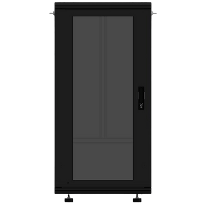 Gabinete Rackeable 19 Pulgadas / 24 Unidades / Piso / Puerta de Cristal / Acero Calibres 16-18-20 / Capacidad 750 Kg / Dimensiones 600x605x1190 mm (23.6x23.8x46.9 in) / Ventilación 120 mm / Cerradura