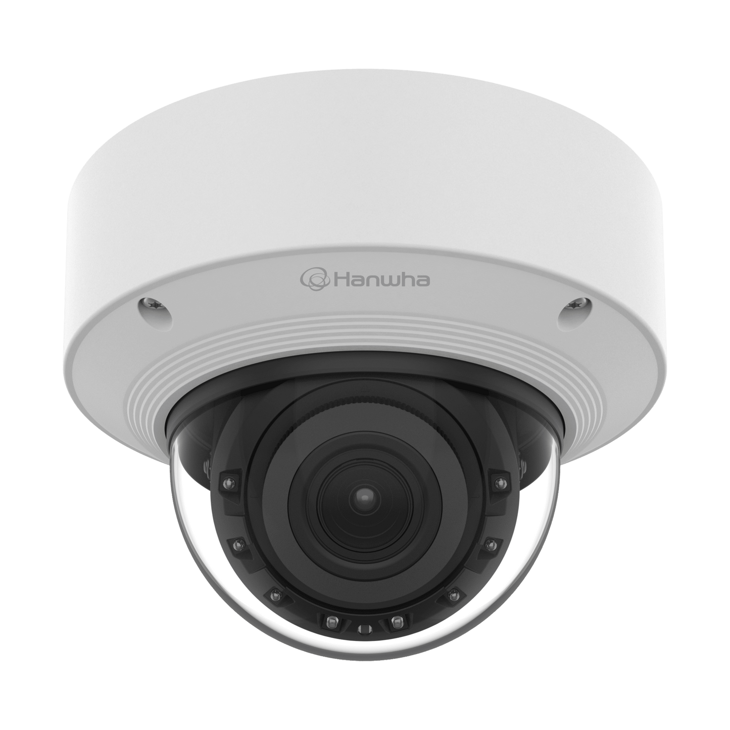 Cámara Domo AI IR 5MP / Motorizado Varifocal 3.3~9.3mm / Doble NPU / Análisis Inteligente / WDR 120dB / IR 50m / IP52 IK10 / PoE / Wisenet 9