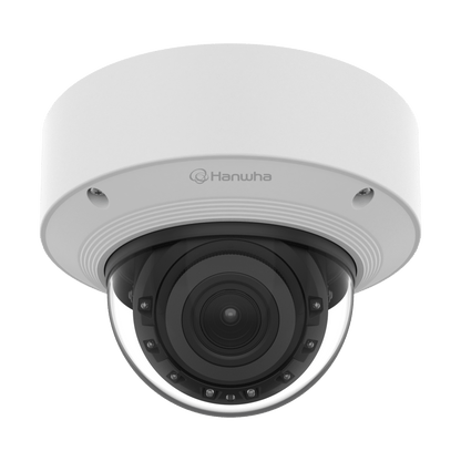 Cámara Domo AI IR 5MP / Motorizado Varifocal 3.3~9.3mm / Doble NPU / Análisis Inteligente / WDR 120dB / IR 50m / IP52 IK10 / PoE / Wisenet 9