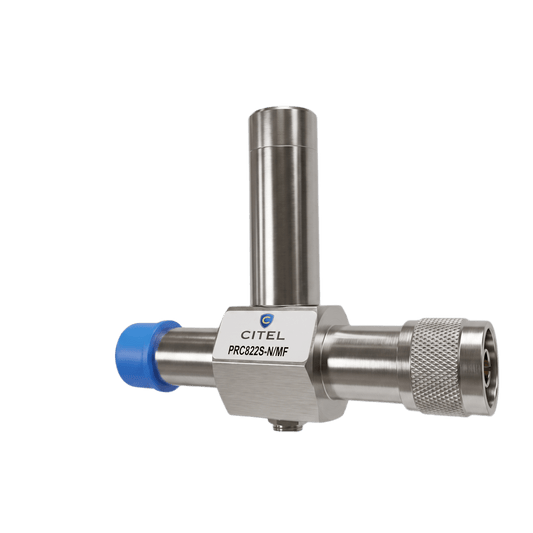 Protector de Sobretensión RF Quarter-Wave / 800-2200 MHz / 50 &Omega; / Conectores N Macho-Hembra / 50 kA Descarga Máx / IP65 Exterior / Bidireccional / Protección para Enlaces Lora