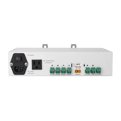 Fuente de Alimentación / 52V 3A + 12V 5A / Respaldo Batería / Riel DIN / Protecciones Sobrecarga-Cortocircuito / Telecomunicaciones