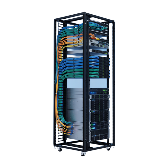 Organizador Vertical de Cables para Rack 45 UR (79 in) / Acero Negro RAL 9005 / Sección 95x208 mm (3.7x8.2 in) / Capacidad 726 Cables / Dedos cada 1.75 pulg / ProLine S1 HOFFMAN