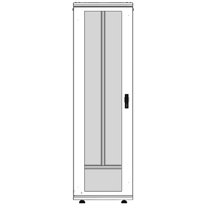 Gabinete Rack 42 Unidades / Piso 19 Pulgadas / Puerta Cristal Templado / Capacidad Carga 1000 Kg / Acero Calibres 16-18-20 / Ventilación Superior / Ruedas y Niveladores / Cerradura Seguridad