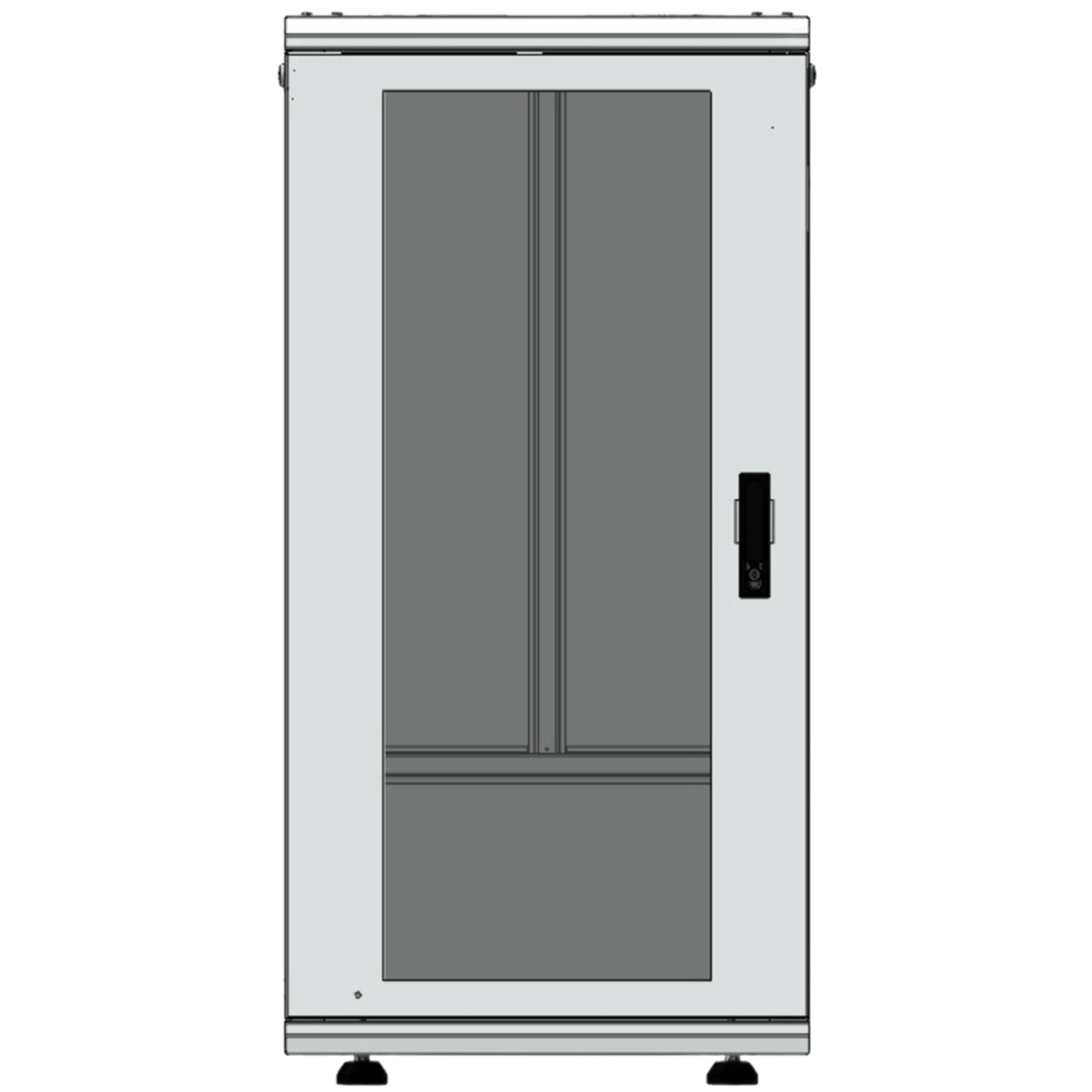 Gabinete Rack 24 Unidades / 19 Pulgadas / Puerta de Cristal / Piso / Acero Calibres 16-18-20 / 750 Kg Carga / 600x605x1190 mm (23.6x23.8x46.9 in) / Vidrio con Cerradura