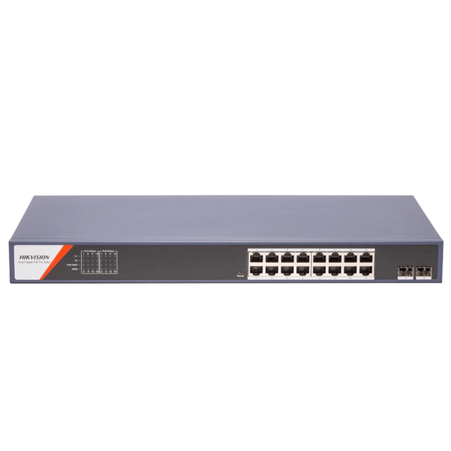 Switch PoE+ / Administrable / 16 Puertos 1000 Mbps PoE+/ 2 Puertos SFP / Configuración Nube desde Hik-PartnerPro / Modo Extendido hasta 300 Metros / 230 W