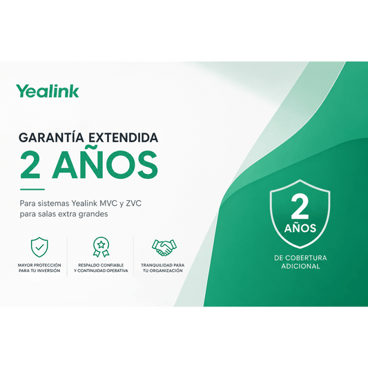 Garantía Extendida de 2 Años para Sistemas Yealink MVC y ZVC para Salas Extra Grandes