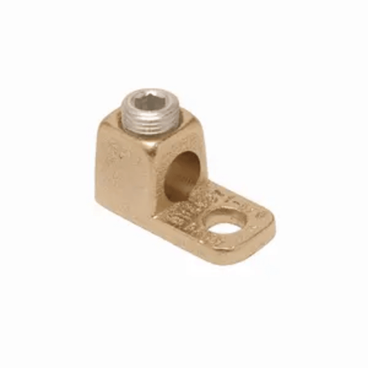 Conector de Cobre con tornillo de fijación para cable calibre 14 - 4 AWG y Tornillo de 1/4".