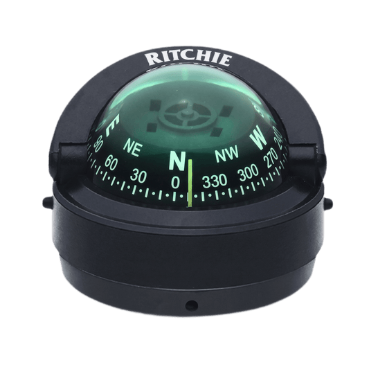 Brújula de Navegación Marítima Ritchie S-53 / Montaje en Bracket / Dial 2 3/4" (70 mm) / Iluminación Nocturna Verde / DirectiveForce Magnets / Construcción Compuesta Alta Temperatura / 100% Reparable