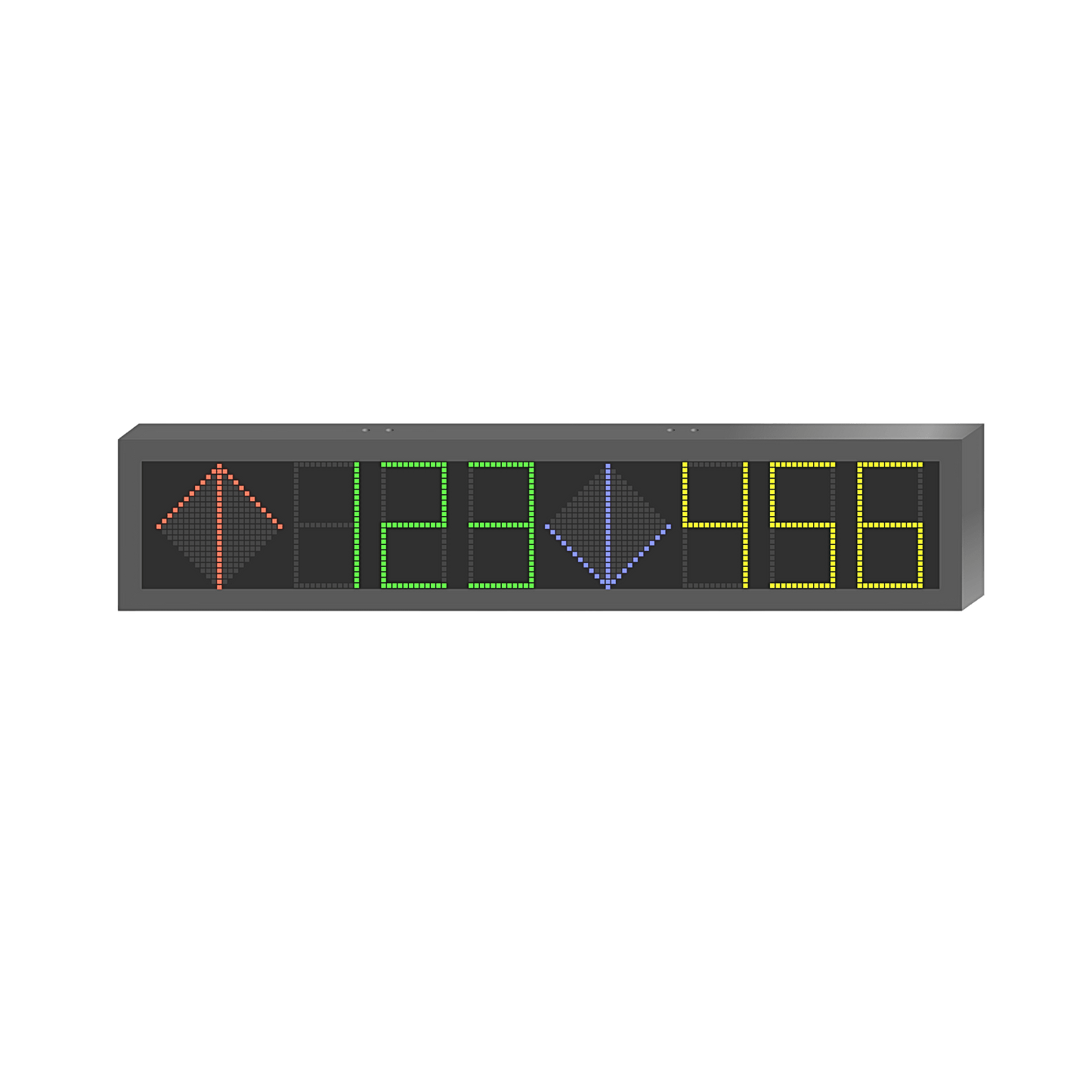 Panel LED de Estacionamiento Hikvision / 6 Dígitos con 2 Flechas / 7 Colores RGB / Comunicación RS485 y RJ45 / Display en Tiempo Real / Iconos Especiales / Montaje por Suspensión