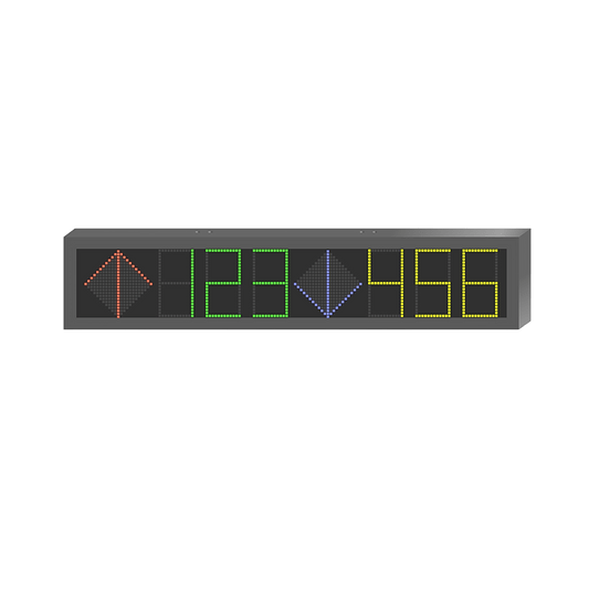 Panel LED de Estacionamiento Hikvision / 6 Dígitos con 2 Flechas / 7 Colores RGB / Comunicación RS485 y RJ45 / Display en Tiempo Real / Iconos Especiales / Montaje por Suspensión