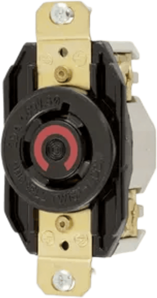 Receptáculo con Bloqueo de Media Vuelta Industrial 20 A 480 V CA /3 Polos 4 Hilos / Nema L16-20R / Color Negro.