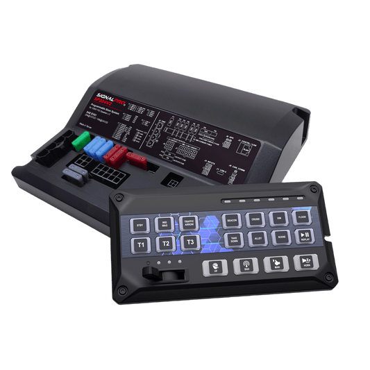 Sirena Vehicular de 200W de Potencia, Programable, Con Controlador de Panel Deslizante de 19 botones, indicador de flecha de tráfico de 6 LED, 12 Salidas Auxiliares