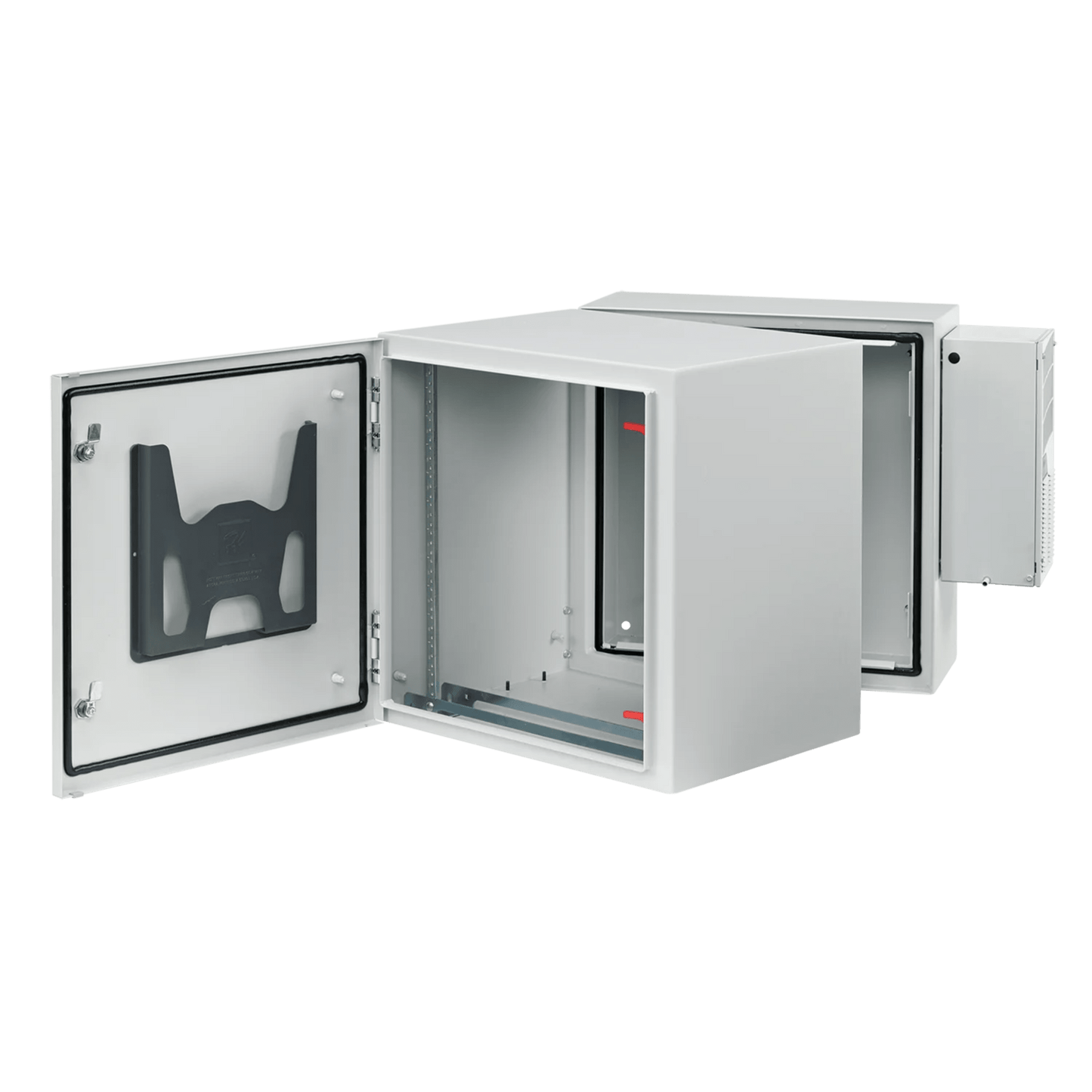 Gabinete Rack ProTek, 12 UR, Abatible con Puerta Sólida, AC Integrado, Tipo 4 12, Acero Gris RAL 7035, Montaje Pared, 600x612x710 mm